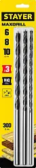 Набор сверл спиральных по дереву 3шт 6-8-10х300мм STAYER Maxdrill
