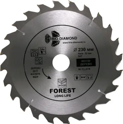 Диск пильный Trio-Diamond FOREST LONG LIFE 230х30/32х2,4мм 24T FLL819