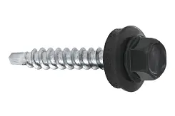 Саморез кровельный крашенный RAL (9017) 4.8х19мм (1кг=224шт)