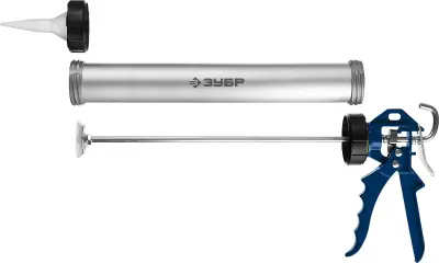 ЗУБР 600 мл универсальный закрытый пистолет для герметика, алюминиевый корпус, серия Профессионал