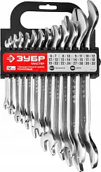 Набор ключей гаечных рожковых ЗУБР 6-24мм 12шт Cr-V сталь хромированный 27011-H12
