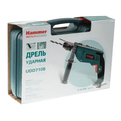 Дрель HAMMER 710Вт ударная кейс UDD710B
