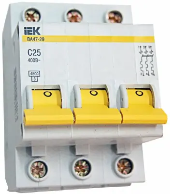 Автоматический выключатель IEK ВА47-29 3P С25 MVA20-3-025-C