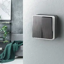 Выключатель двухклавишный Gallant Werkel графит рифленый WL15-03-01