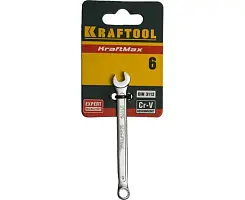 Гаечный ключ комбинированный KRAFTOOL 6 мм, Cr-V сталь, хромированный, 27079-06