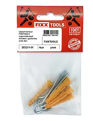Шуруп полукольцо FIXXTOOLS оцинкованный 4х50мм с дюбелем упак 4шт