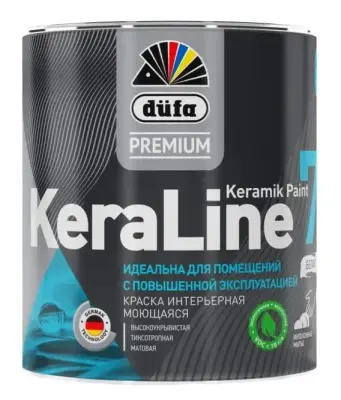 Краска для стен и потолков моющаяся Düfa Premium KeraLine Keramik Paint 7 матовая белая база 1 0,9 л