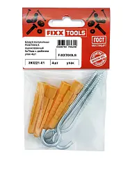 Шуруп полукольцо FIXXTOOLS оцинкованный 5х70мм с дюбелем упак 4шт