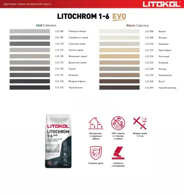 Затирка цементная Litokol Litochrom EVO 1-6 LE 240 венге 2кг 500260002