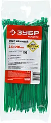 Кабельные стяжки зеленые КС-З1, 3.6 x 200 мм, 100 шт, нейлоновые, ЗУБР Профессионал