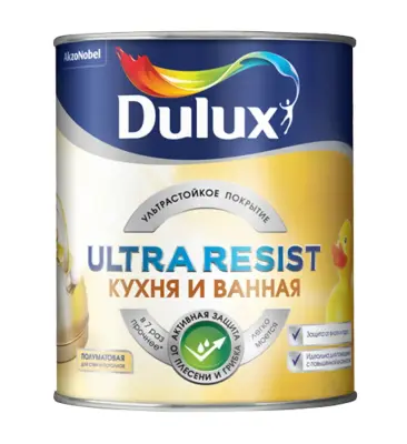 Краска DULUX Ultra Resist для кухни и ванной, матовая база BW 1л