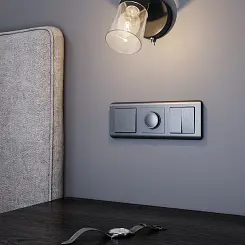 Выключатель двухклавишный проходной графит рифленый WERKEL W1122004