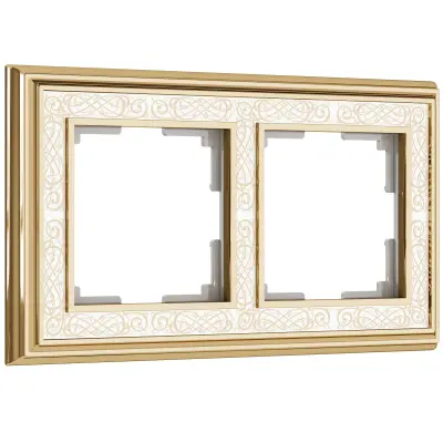 Рамка на 2 поста Werkel золото/белый  WL77-Frame-02