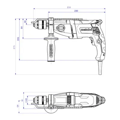 Дрель METABO 850Вт ударная кейс SBE 850-2