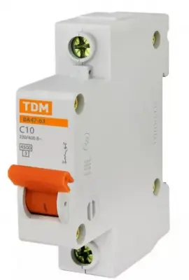 Автоматический выключатель TDM ВА47-63 1P С10 SQ0217-0004