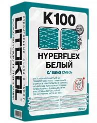 Клей для плитки Litokol HYPERFLEX K100 с повышенной эластичностью белый 20кг