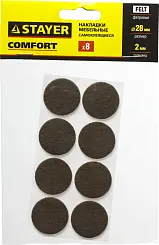 Накладки STAYER "COMFORT" на мебельные ножки самоклеящиеся фетровые коричневые круглые 28мм 8шт