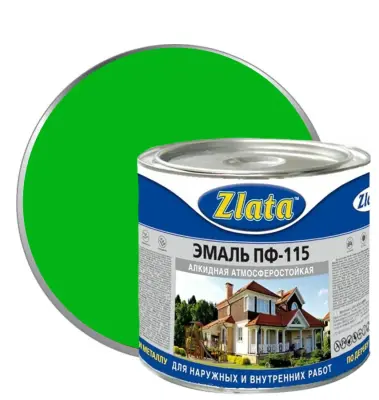 Эмаль ПФ-115 ZLATA зеленая 1,8кг