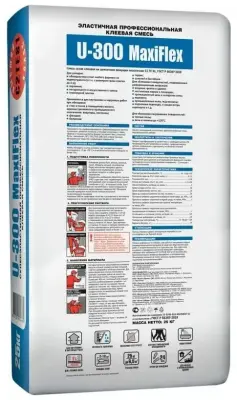 Клей для плитки Unis MaxiFlex U300 эластичный армированный микроволокнами 25кг