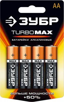 Батарейка 1.5В тип АА 4шт ЗУБР TURBO-MAX