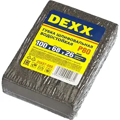 Губка шлифовальная DEXX средняя жесткость Р80 100х68х26мм 35637-080