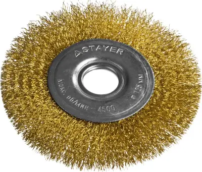 Щетка дисковая для УШМ, стальная латунированная проволока 0,3мм 125ммх22мм STAYER PROFESSIONAL