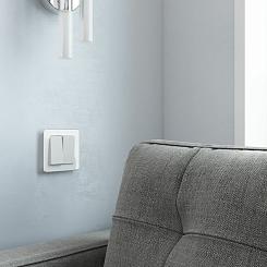 Выключатель двухклавишный Werkel проходной белый матовый W1122061