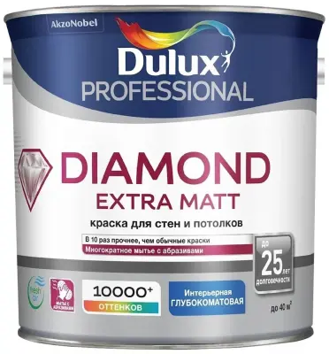 Краска для стен и потолков водно-дисперсионная Dulux Diamond Extra Matt глубокоматовая база BC 2,25 