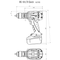 Аккумуляторная дрель-шуруповерт METABO 18В 2АКБ кейс BS 18 LTX Quick (602193660)
