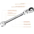 Гаечный ключ трещоточный шарнирный ЗУБР 14 мм, комбинированный, 27101-14