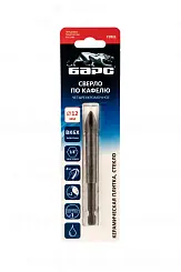 Сверло по керамической плитке 12 мм, крестовая пластинка, шестигр. хвостовик Барс 72811