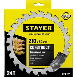 Диск пильный STAYER 210x30 24T по дереву с гвоздями 3683-210-30-24
