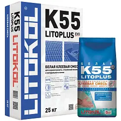 Клей для плитки Litokol LITOPLUS K55 для мозаики морозоустойчивый водостойкий белый 5кг