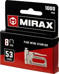 MIRAX 8 мм скобы для степлера тонкие тип 53, 1000 шт