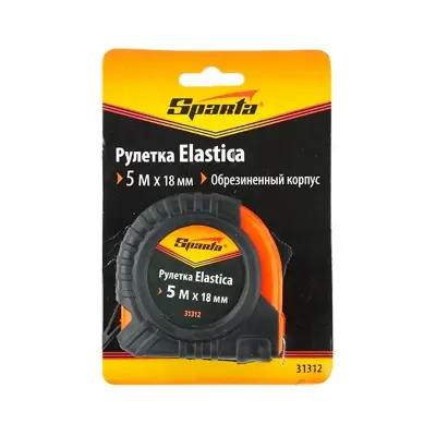 Рулетка SPARTA Elastica 5м х 18мм обрезиненный корпус 31312