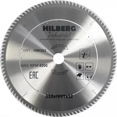 Диск пильный Hilberg INDUSTRIAL дерево 350х32х3,2мм 100T HW353