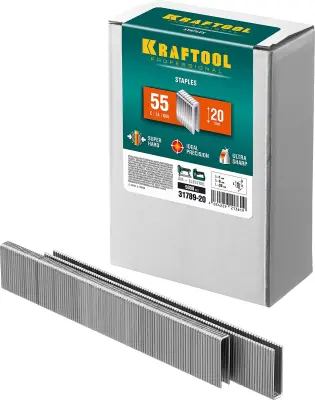 Скобы для степлера узкие тип 55, 5000 шт KRAFTOOL 20мм