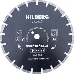 Диск алмазный Hilberg 350х25.4мм Asphalt Laser с защитным зубом сегментный HM308