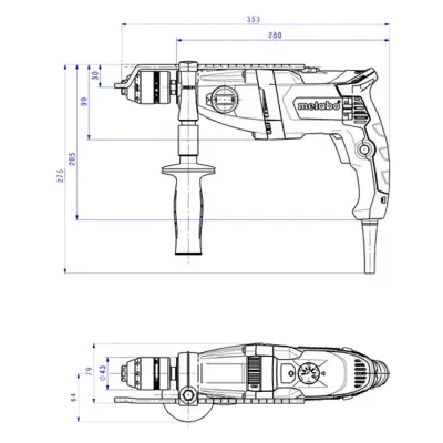 Дрель METABO 1000 Вт ударная кейс SBEV 1000-2