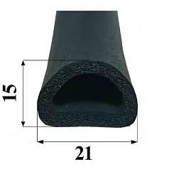 Уплотнитель "KIM TEC" пром.D- профиль 21х15мм черный, 50м (1/2)  04-14-54
