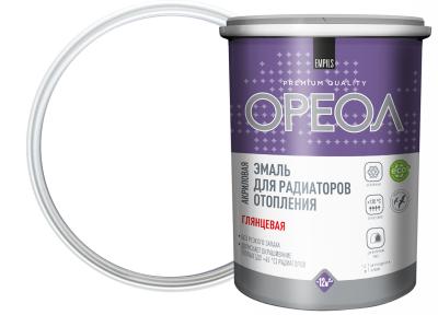 Эмаль для радиаторов Ореол акриловая термостойкая для внутренних работ глянцевая белая 1,1кг 65807