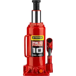 Домкрат гидравлический бутылочный STAYER RED FORCE 10т 230x460мм