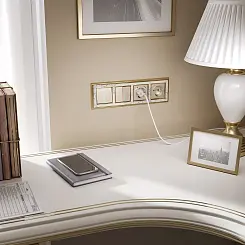 Выключатель одноклавишный с подсветкой шампань WERKEL WL11-SW-1G-LED