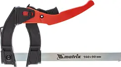 Струбцина реечная Matrix быстрозажимная пл. корпус рыч.храп. мех160х90х240 мм штанга 5х20мм 20735