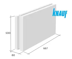 Блок пазогребневый обычный Knauf ПГП 80х667х500мм