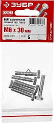 Болт ГОСТ 7798-70, M6 x 30 мм, 6 шт, кл. пр. 5.8, оцинкованный, ЗУБР