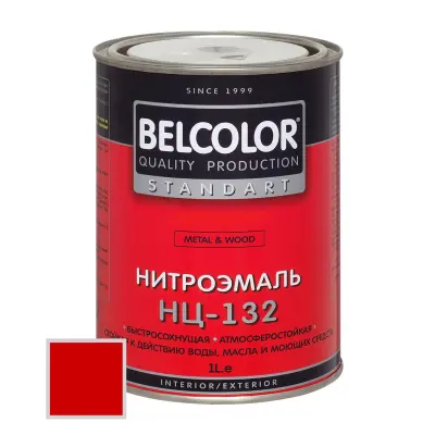 Эмаль BELCOLOR НЦ-132П пульверизаторная быстросохнущая красная, банка 1,7кг