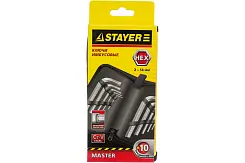 Набор ключей STAYER MASTER имбусовые короткие Cr-V чехол HEX 2-14мм 10 предметов 2740-H10_z01