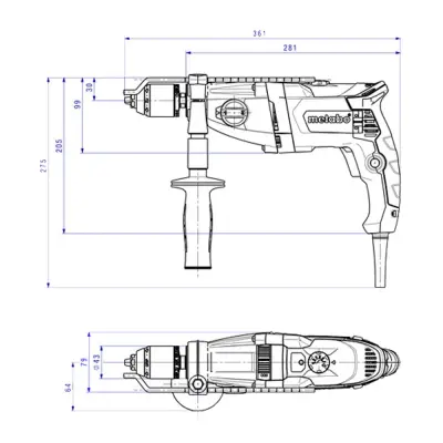 Дрель METABO 1100Вт ударная кейс SBEV 1100-2 S