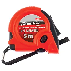 Рулетка Matrix Rubber 5м х 19мм обрезиненный корпус 31002